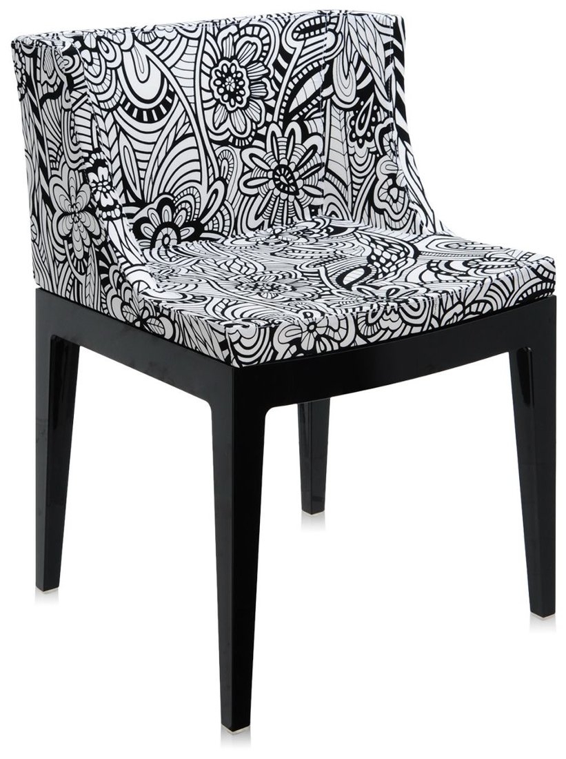 Scaun Kartell Mademoiselle design Philippe Starck tapiterie Missoni Cartagena alb-negru Kartell