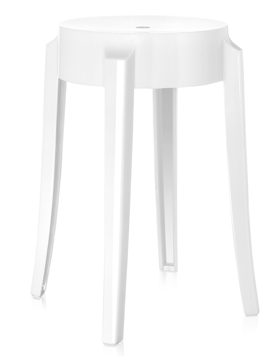 Set 2 scaune Kartell Charles Ghost design Philippe Starck h45cm alb lucios imagine noua 2022