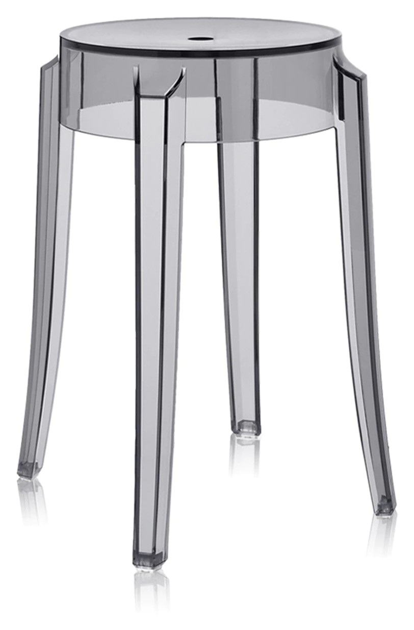 Set 2 scaune Kartell Charles Ghost design Philippe Starck h45cm gri transparent Kartell
