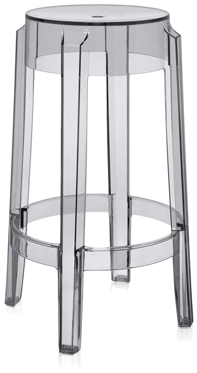 Set 2 scaune Kartell Charles Ghost 2005 design Philippe Starck h65cm gri transparent 2005