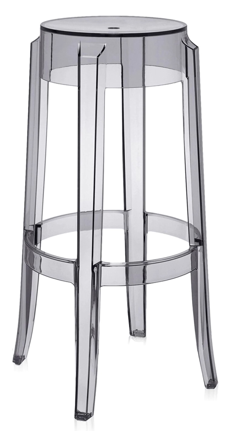 Scaun bar Kartell Charles Ghost 2005 design Philippe Starck h75cm gri transparent 2005