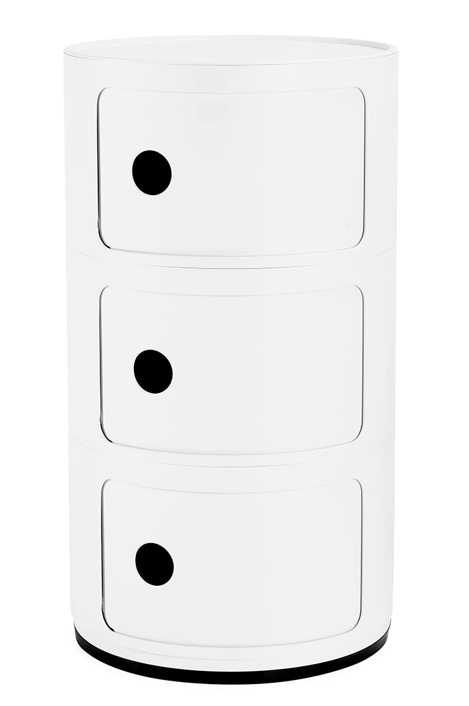 Comoda modulara Kartell Componibili 3 design Anna Castelli Ferrieri alb mat alb