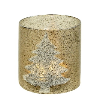 Suport lumanare Deko Senso Votive Christmas trees 10cm gri – argintiu