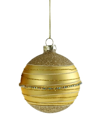 Decoratiune brad Deko Senso Rhinestone Glitter sticla 8cm auriu 8cm
