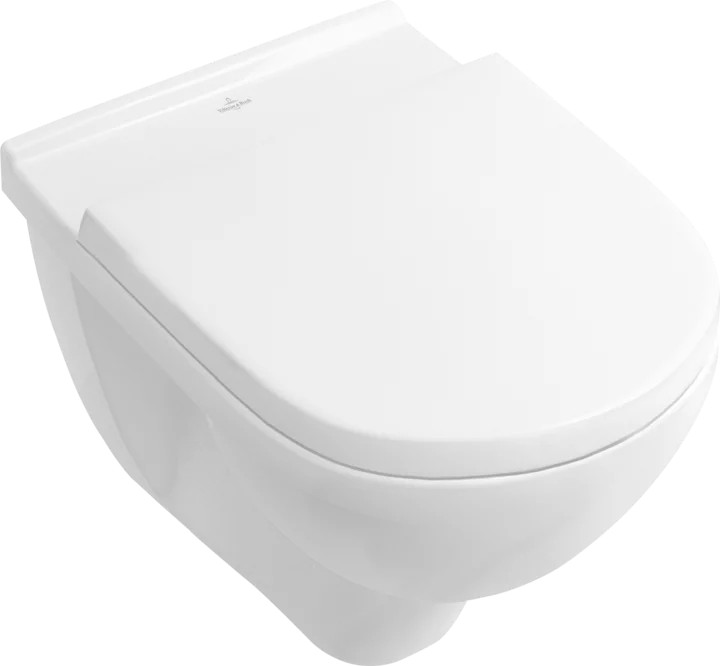 Set vas WC suspendat Villeroy & Boch O.Novo Ceramic Plus 56x36cm Directflush si capac cu Inchidere lenta si QuickRelease alb Alpin 56x36cm
