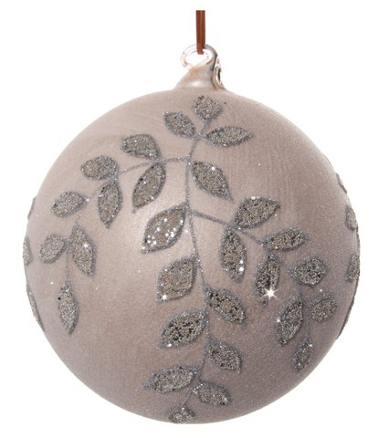 Decoratiune brad Deko Senso Leaf glob 15cm sticla sampanie cu detalii argintii 15cm