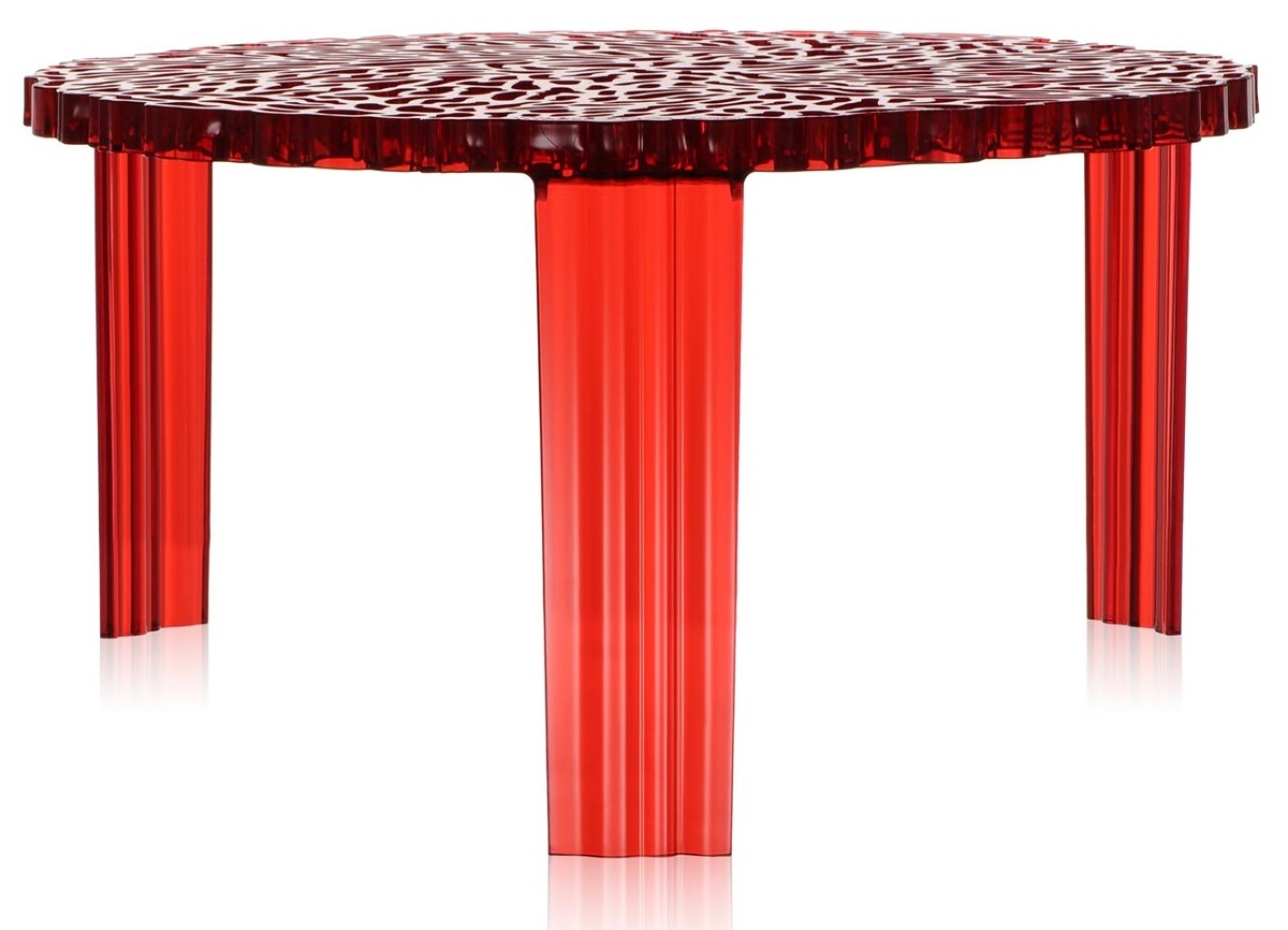 Masuta Kartell T-Table design Patricia Urquiola 50cm h 28cm rosu transparent