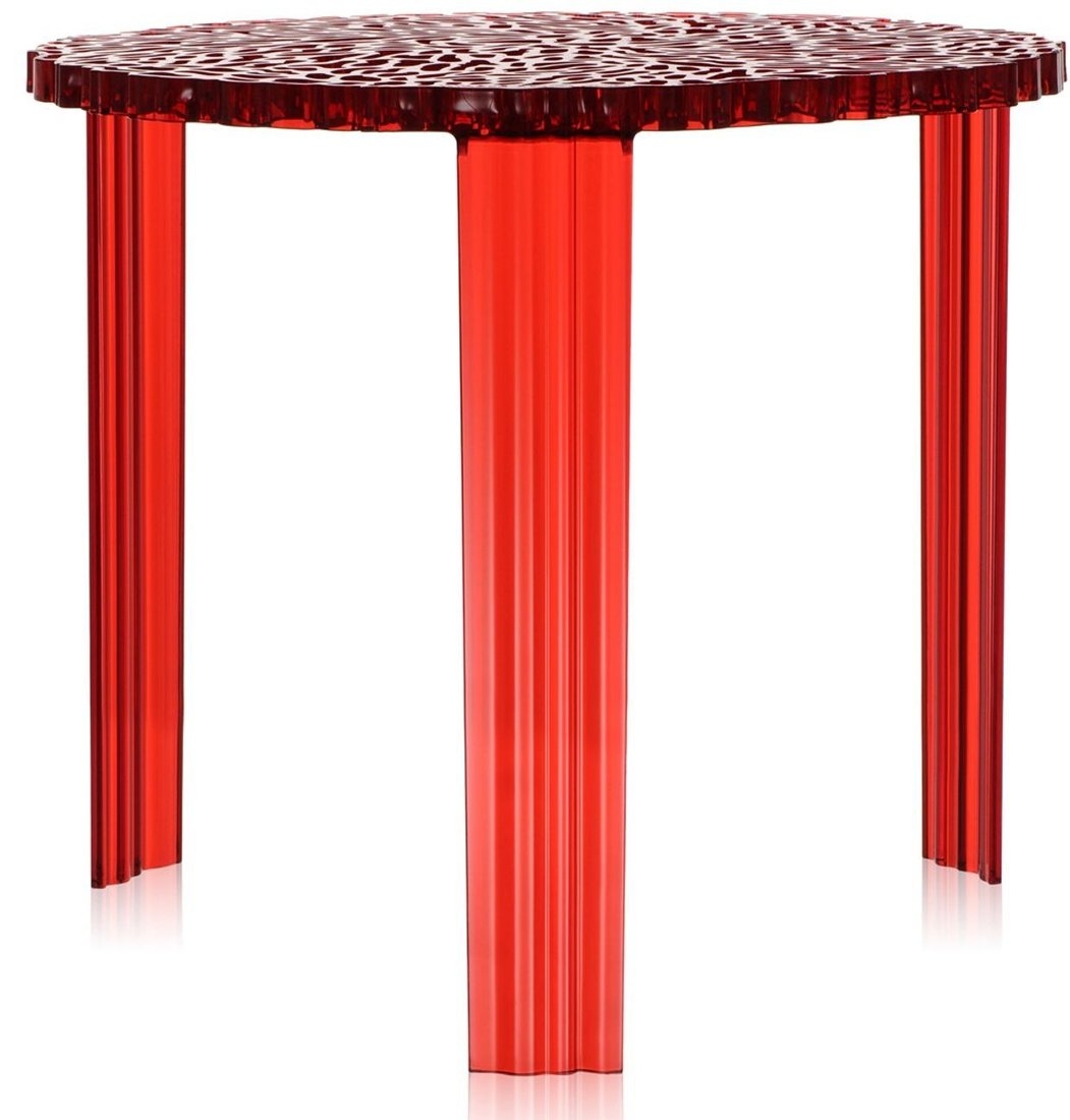Masuta Kartell T-Table design Patricia Urquiola 50cm h 44cm rosu transparent 44cm