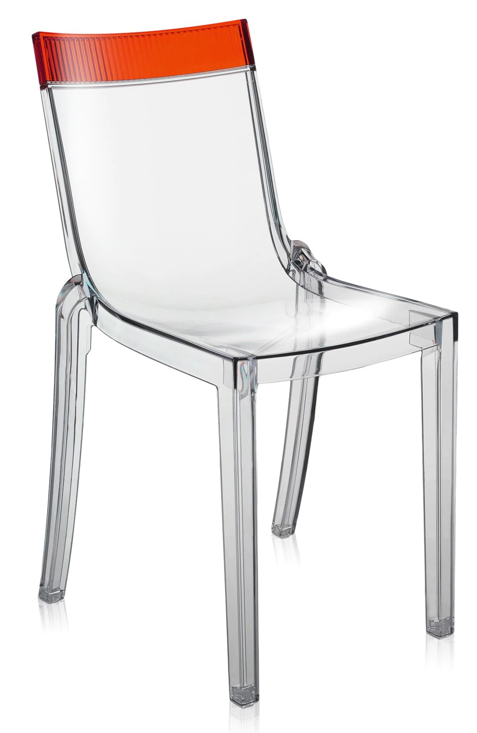 Set 2 scaune Kartell HI-CUT design Philippe Stark & Eugeni Quittlet transparent-rosu Kartell