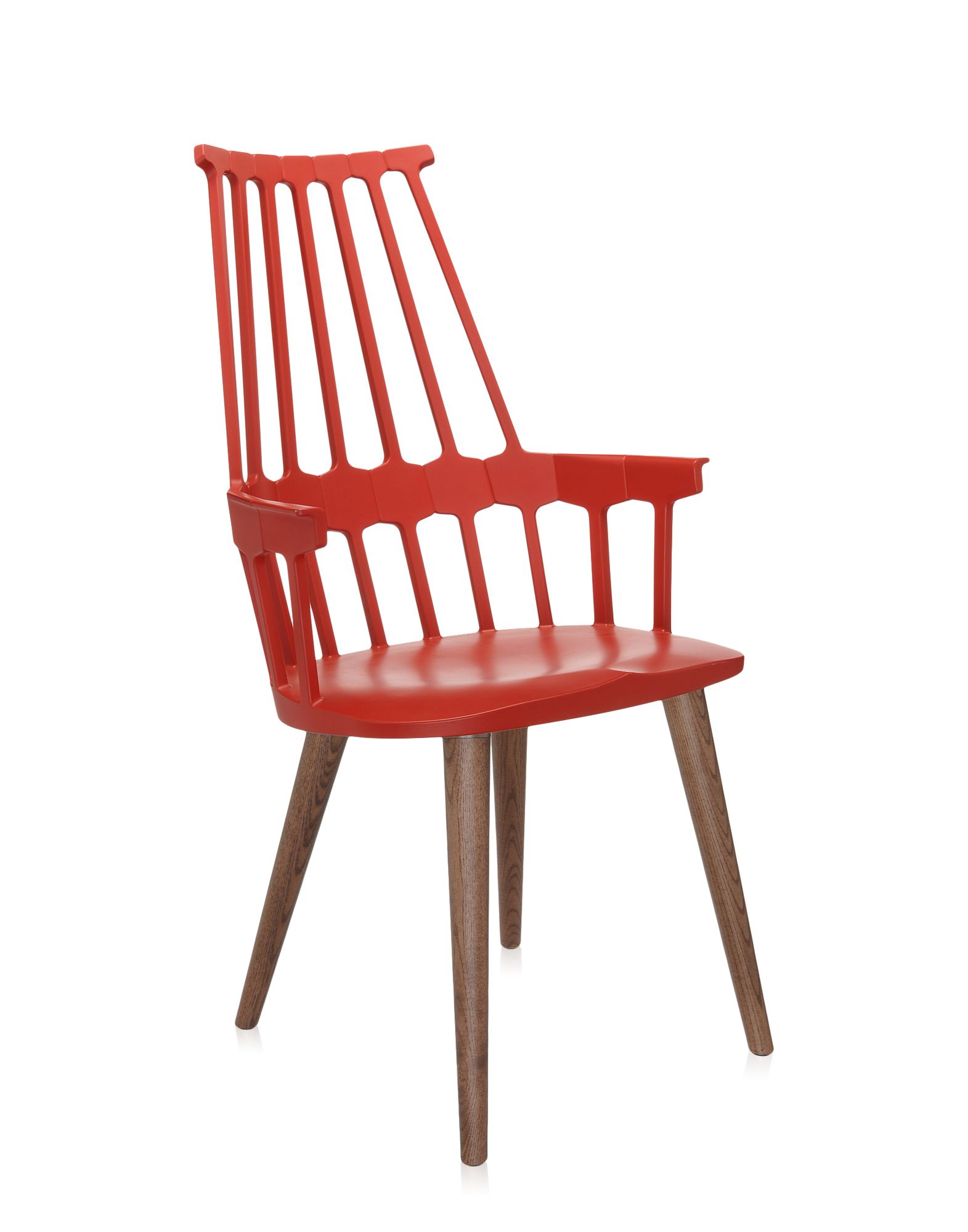 Set 2 scaune Kartell Comback design Patricia Urquiola rosu portocaliu – stejar Kartell