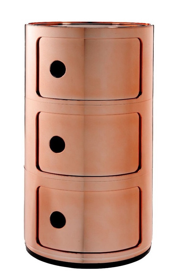 Comoda modulara Kartell Componibile 3 design Anna Castelli Ferrieri cupru metalizat