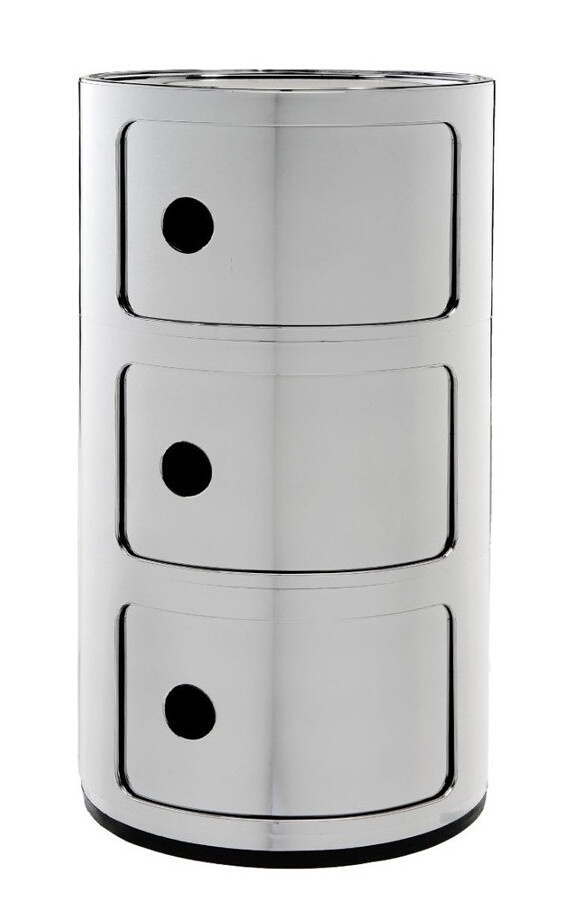 Comoda modulara Kartell Componibile 3 design Anna Castelli Ferrieri crom metalizat