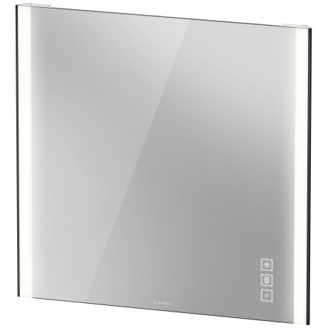 Oglinda Duravit XViu cu iluminare LED 82x80cm cu incalzire si actionare pe senzor margini negru mat sensodays.ro