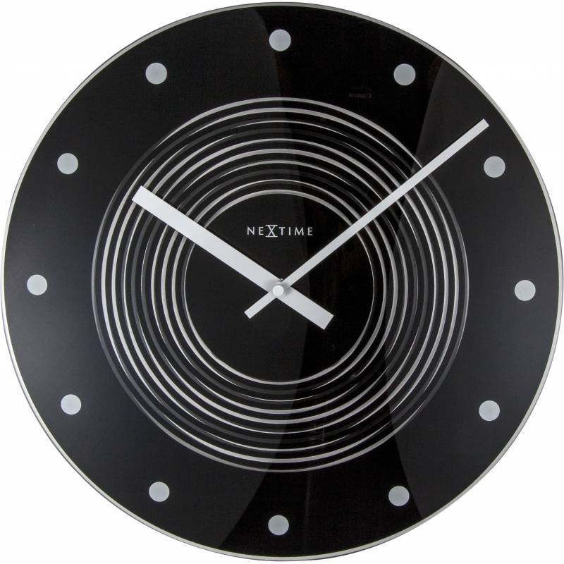 Ceas de perete NeXtime Concentric 35cm negru NeXtime pret redus imagine 2022