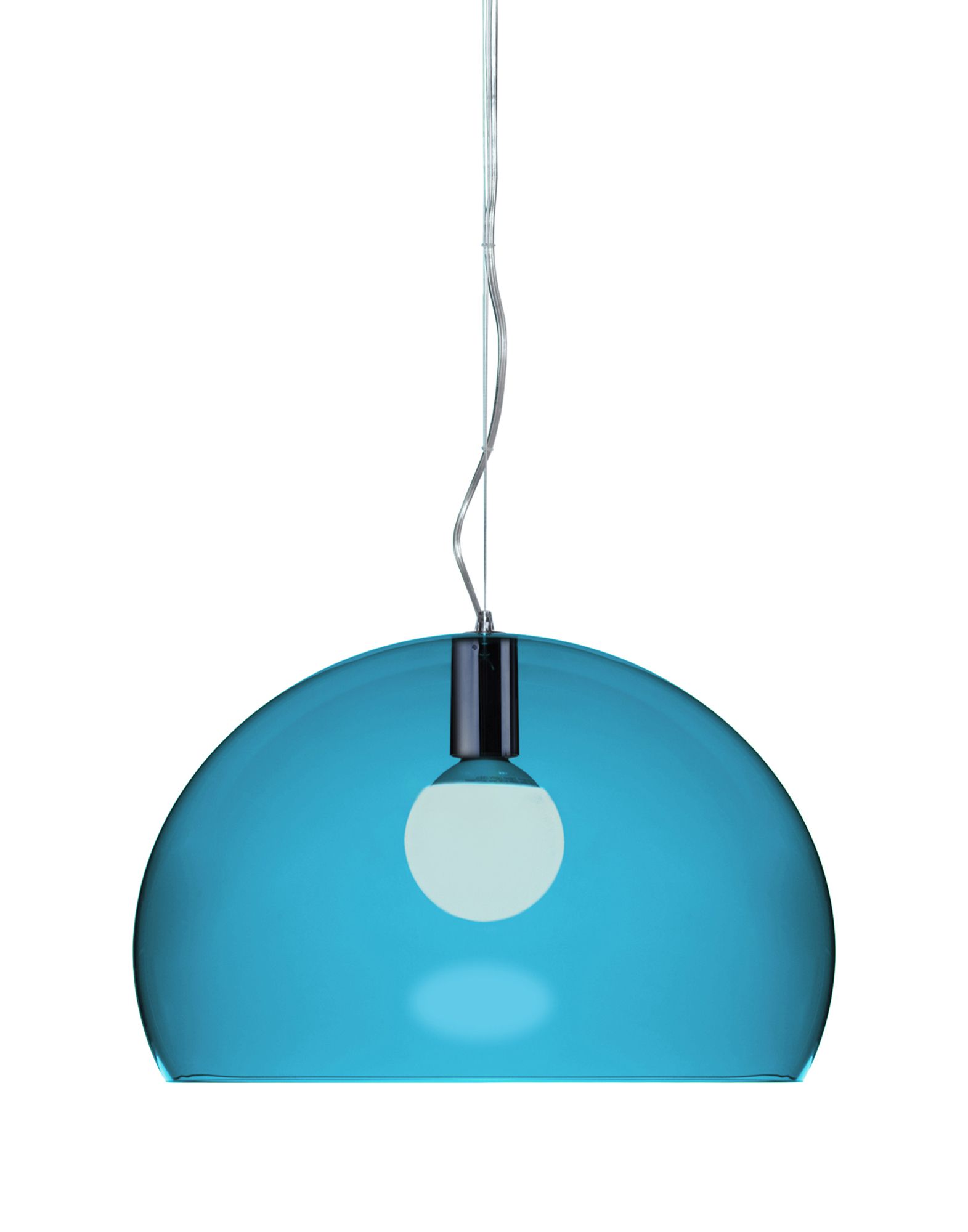 Suspensie Kartell FL/Y design Ferruccio Laviani E27 max 15W LED h33cm albastru petrol transparent sensodays.ro