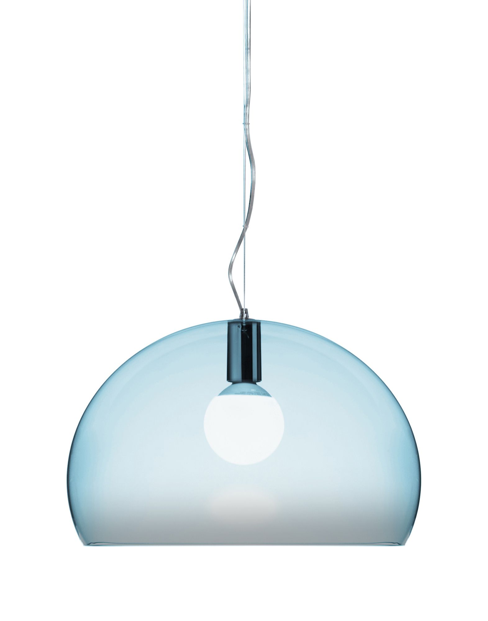 Suspensie Kartell FL/Y design Ferruccio Laviani E27 max 15W LED h33cm bleu transparent sensodays.ro