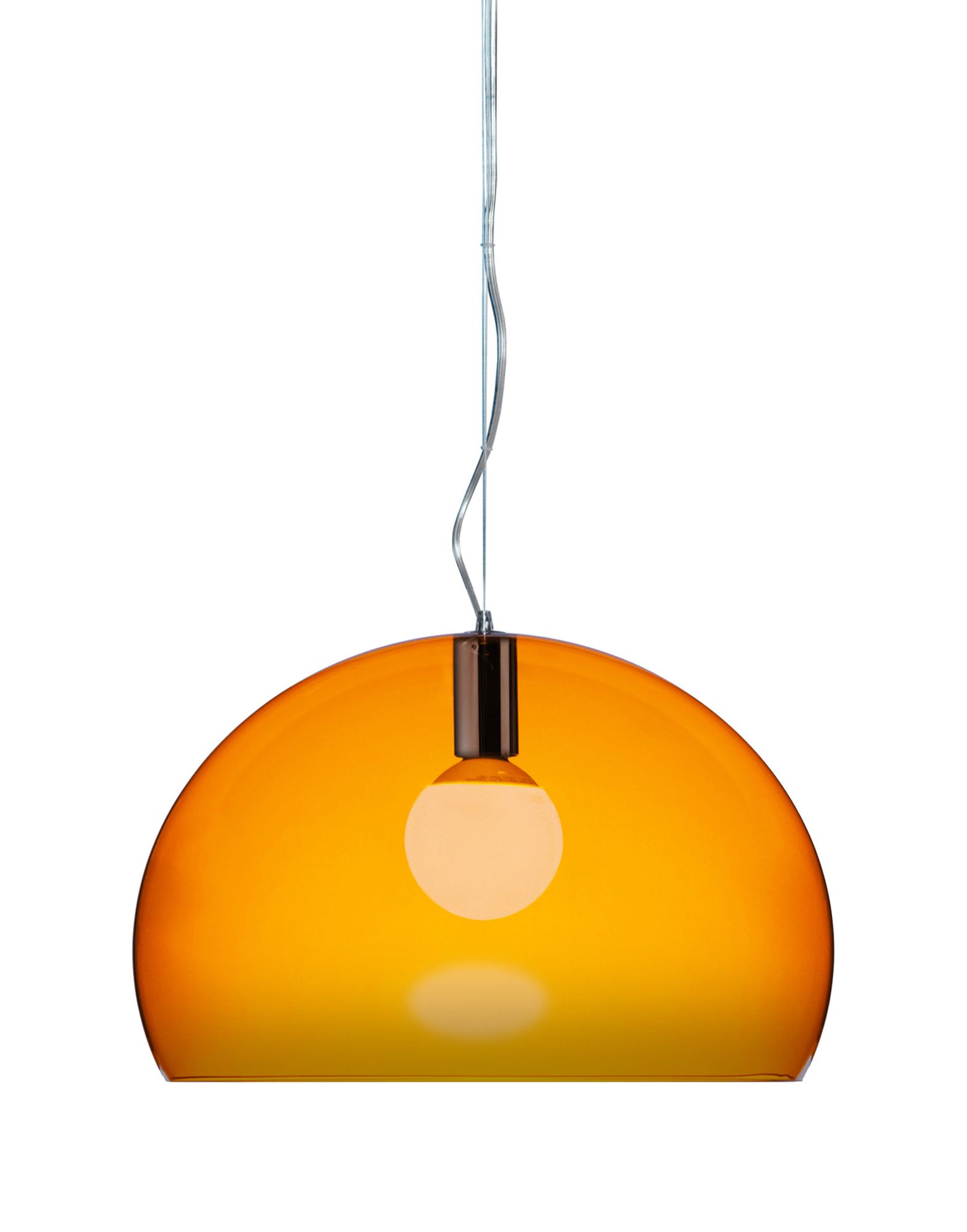 Suspensie Kartell FL/Y design Ferruccio Laviani E27 max 15W LED h33cm portocaliu transparent Kartell imagine reduss.ro 2022