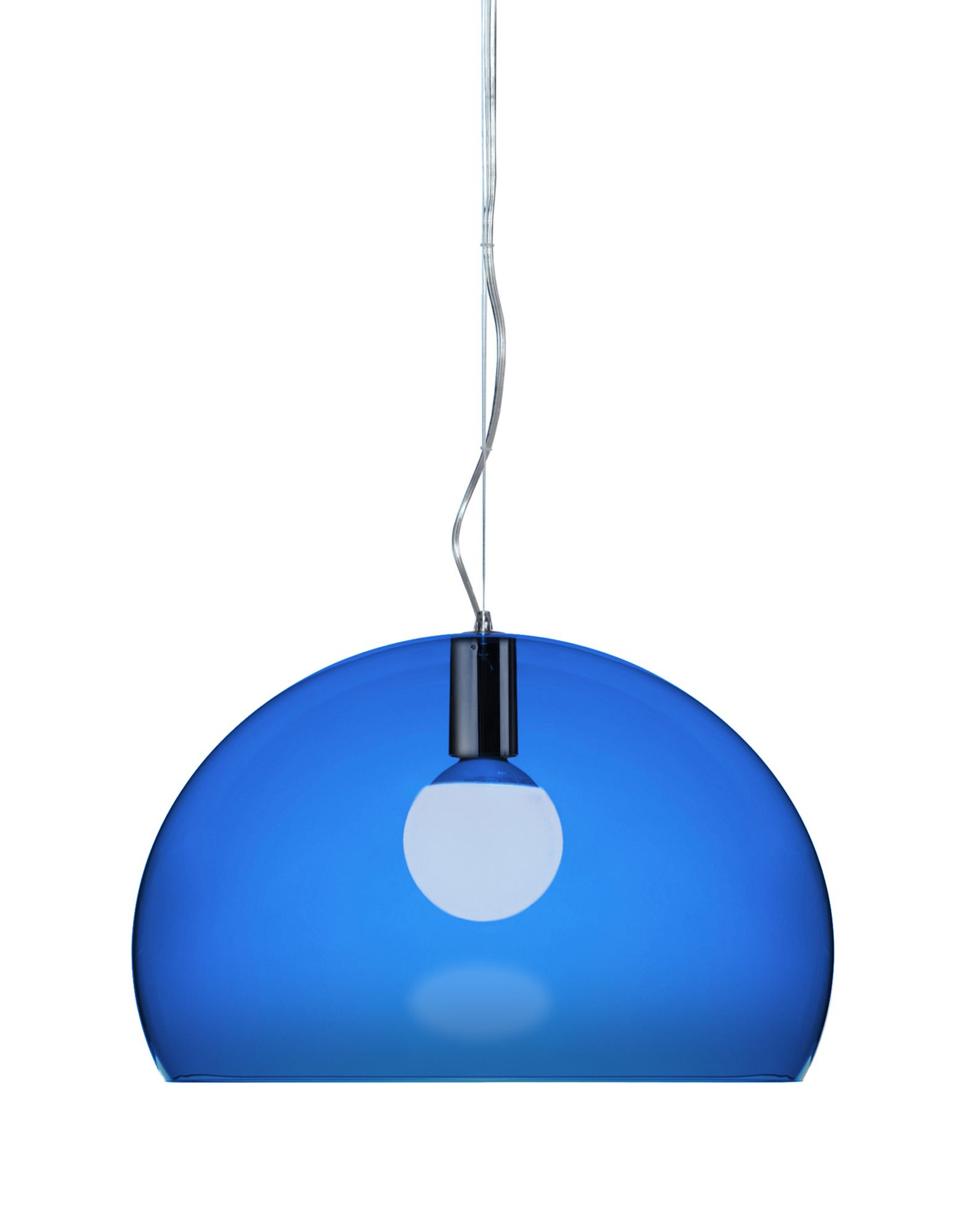 Suspensie Kartell FL/Y design Ferruccio Laviani E27 max 15W LED h33cm albastru transparent Kartell imagine reduss.ro 2022