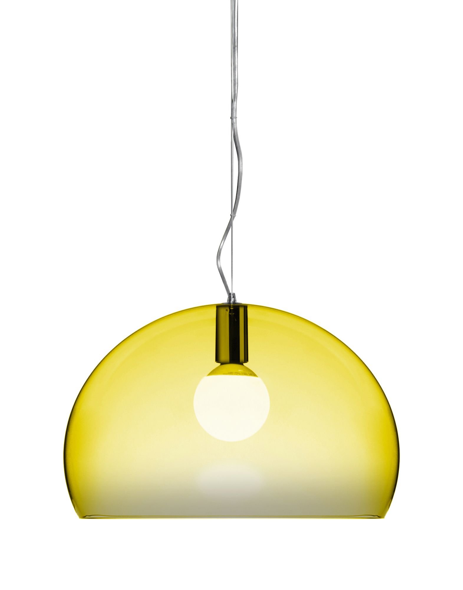Suspensie Kartell FL/Y design Ferruccio Laviani E27 max 15W LED h33cm galben transparent sensodays.ro