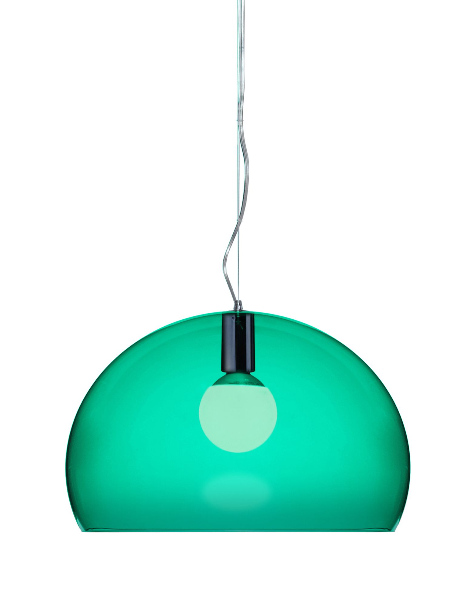 Suspensie Kartell FL/Y design Ferruccio Laviani E27 max 15W LED h33cm verde smarald transparent Kartell pret redus imagine 2022