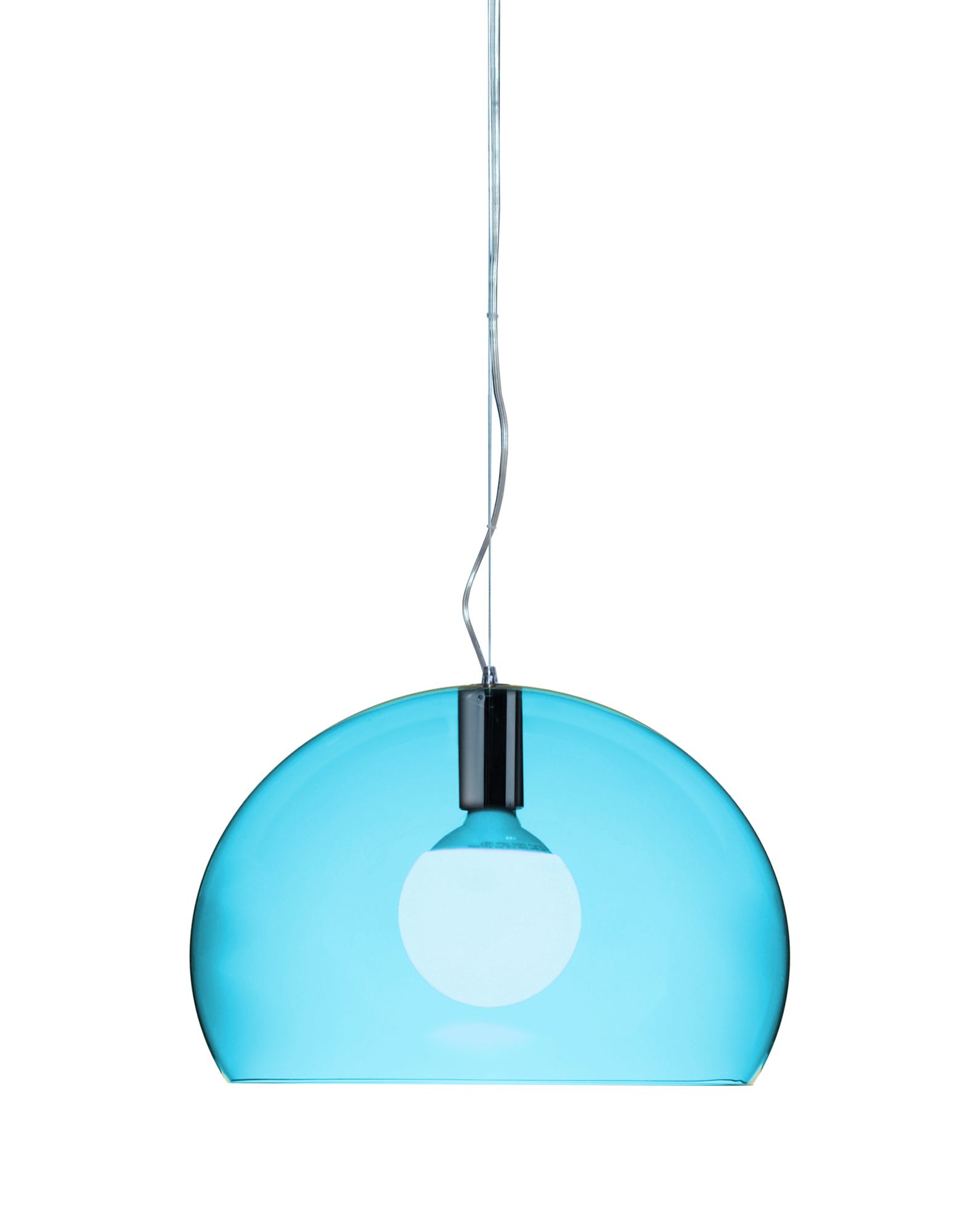 Suspensie Kartell FL/Y design Ferruccio Laviani E27 max 15W LED h28cm albastru petrol transparent sensodays.ro