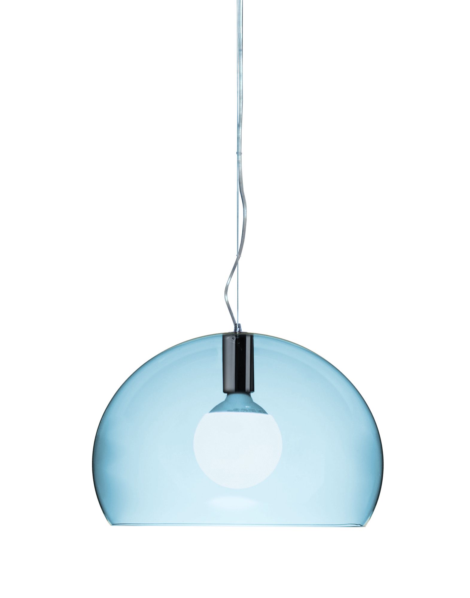 Suspensie Kartell FL/Y design Ferruccio Laviani E27 max 15W LED h28cm bleu transparent Kartell imagine reduss.ro 2022