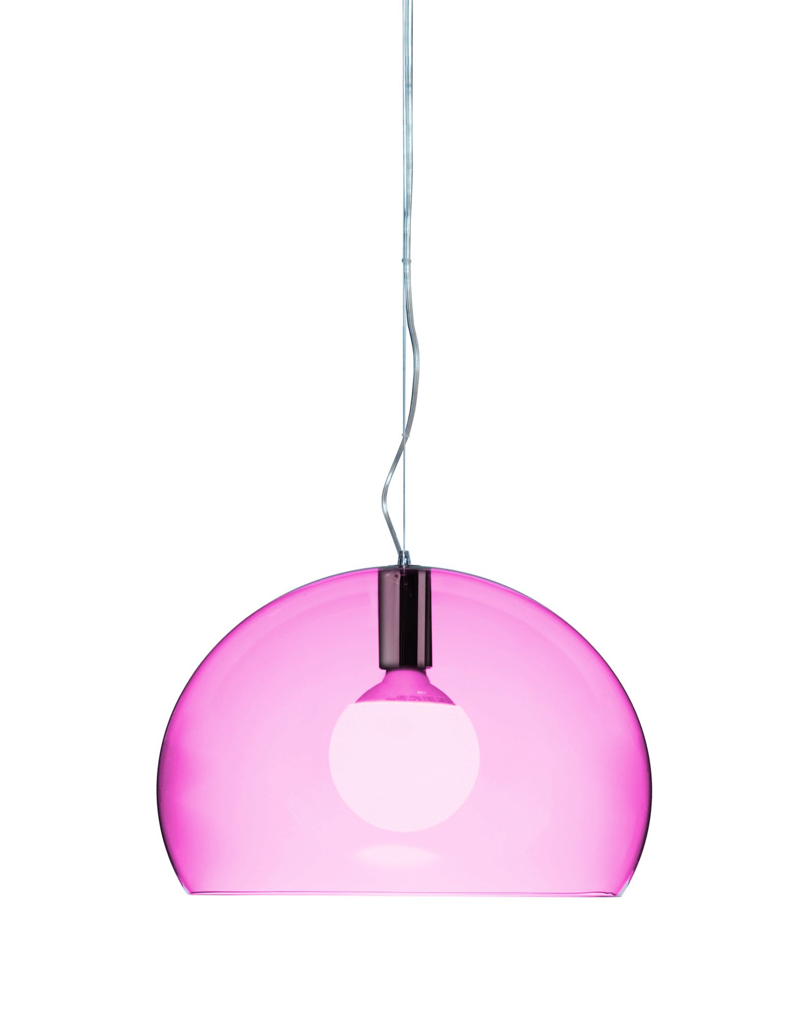 Suspensie Kartell FL/Y design Ferruccio Laviani E27 max 15W LED h28cm rosu cardinal transparent