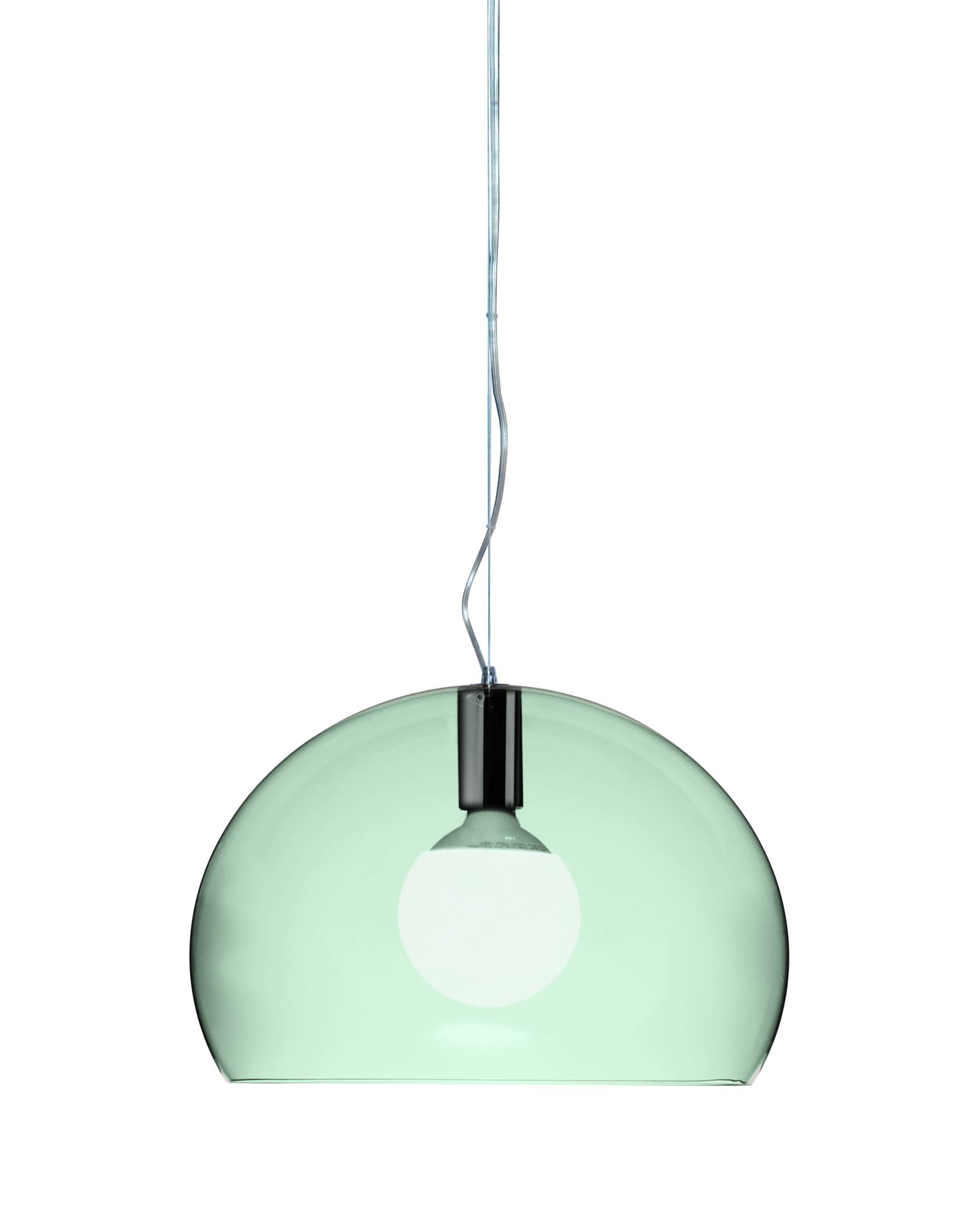 Suspensie Kartell FL/Y design Ferruccio Laviani E27 max 15W LED h28cm verde salvie transparent imagine noua 2022