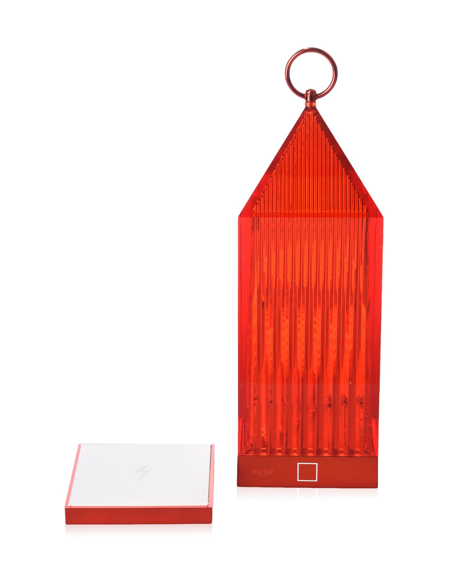Lampa portabila de exterior Kartell Lantern design Fabio Novembre 1 2W LED rosu transparent
