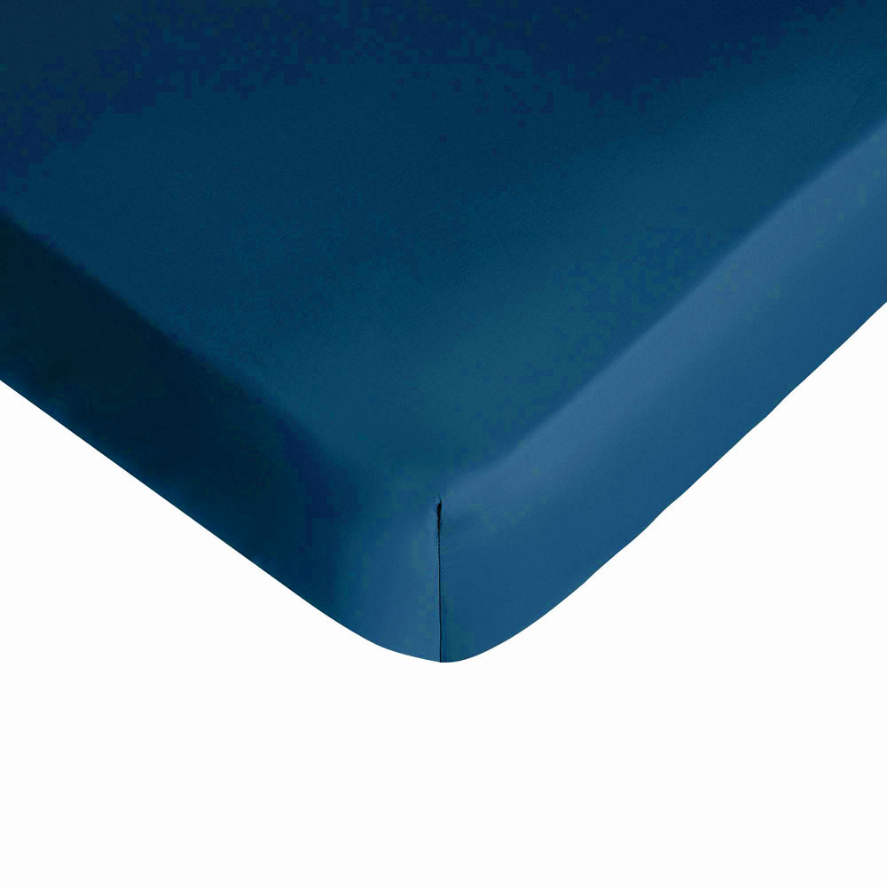 Cearceaf de pat cu elastic Descamps Sublime 140x200cm Albastru Nymphea 140x200cm