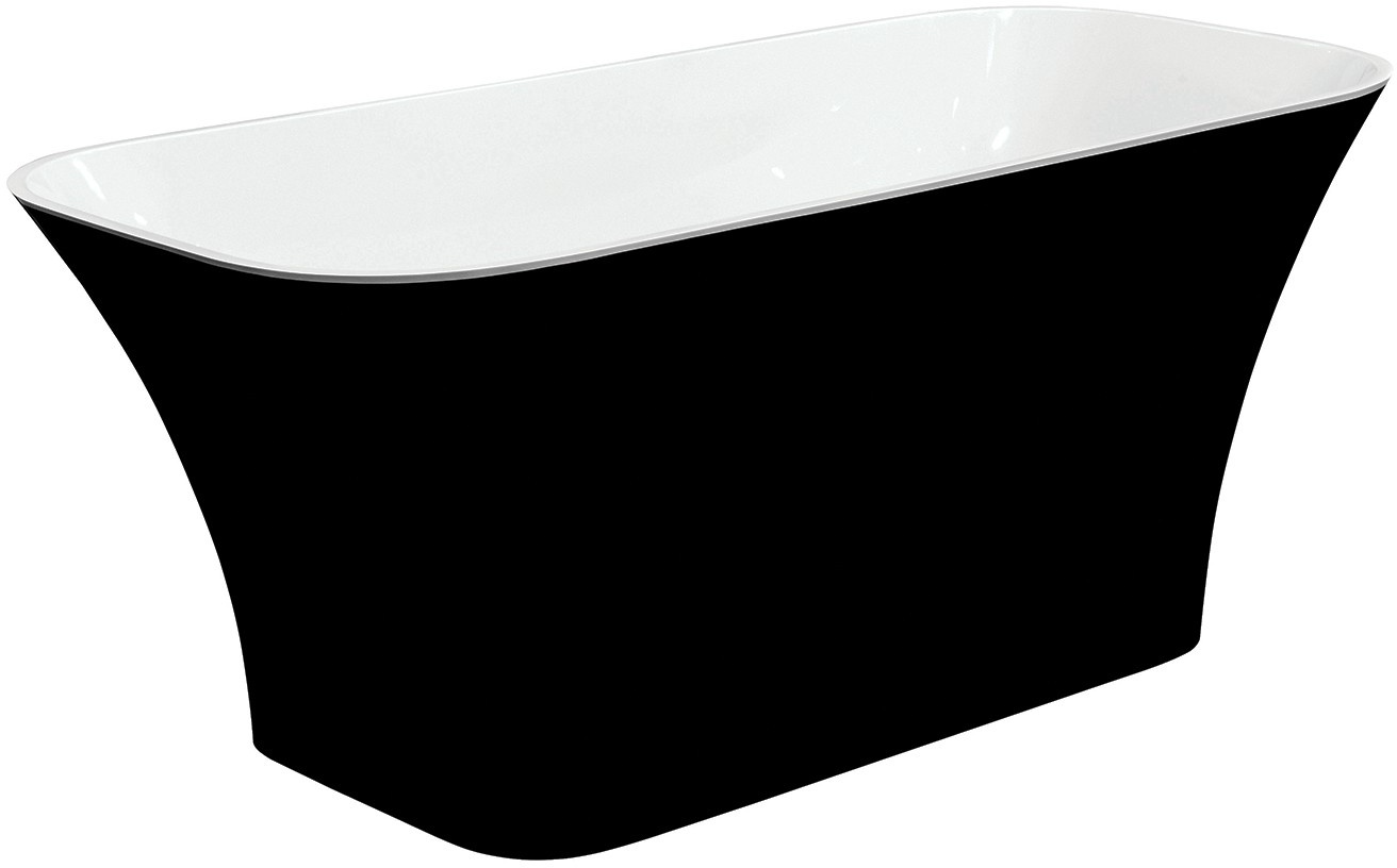 Cada free-standing Besco Assos Black & White 160x70cm negru-alb ventil click-clack cu top cleaning negru mat 160x70cm