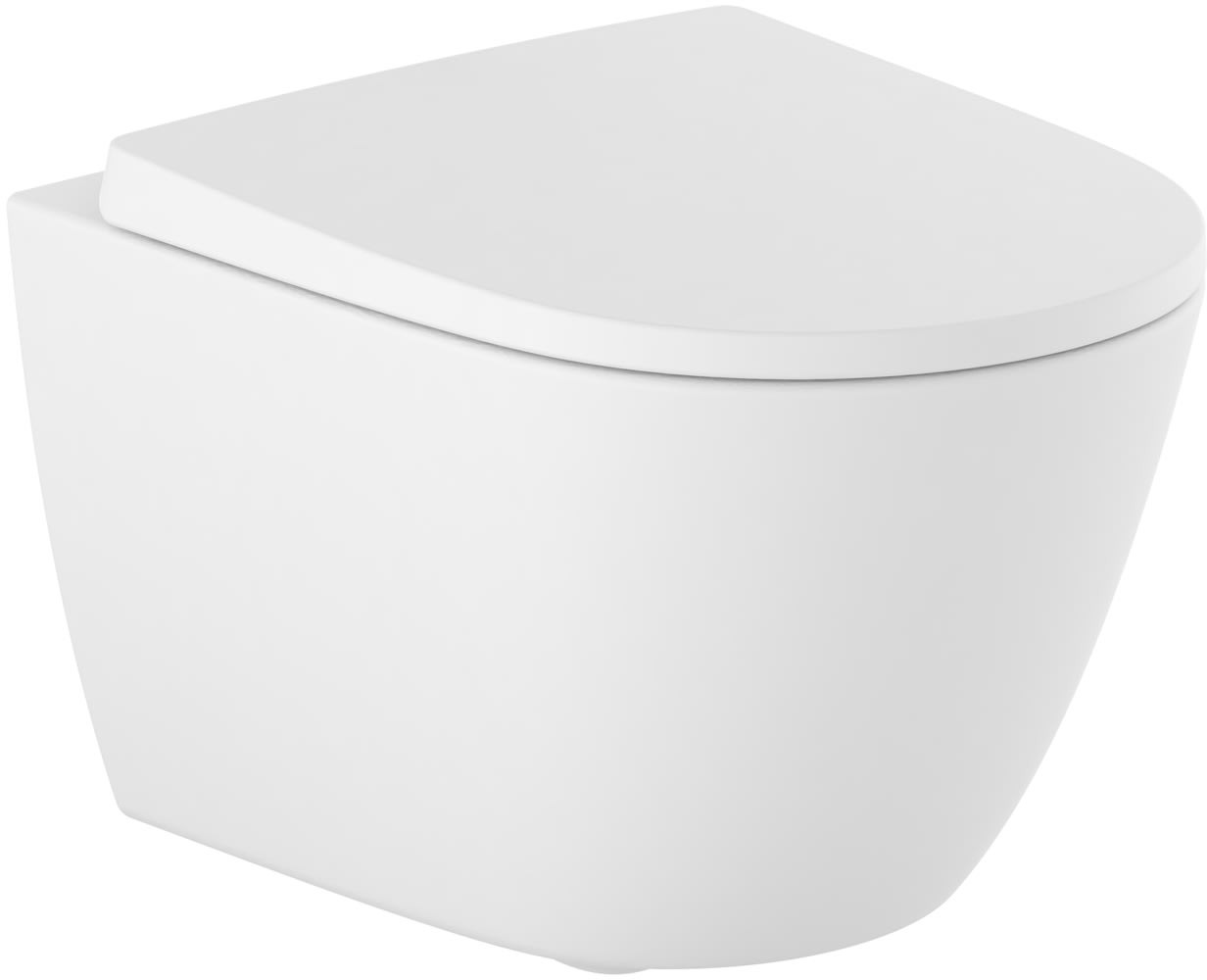 Vas WC suspendat Roca Ona Compact Rimless 48x36cm alb mat 48x36cm imagine 2022 by aka-home.ro