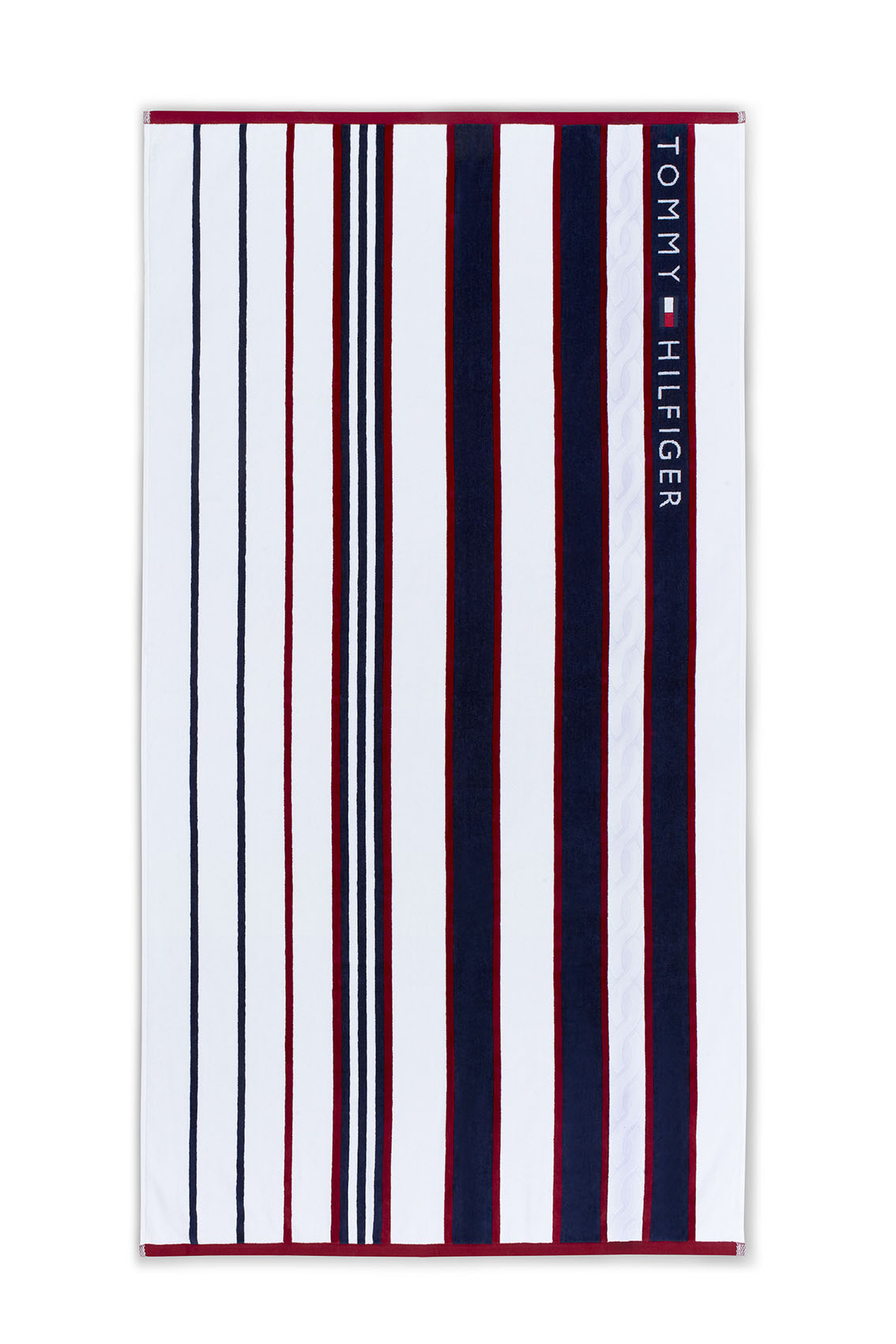Prosop de plaja Tommy Hilfiger Red and Blue Striped 100x180cm Albastru Navy sensodays.ro