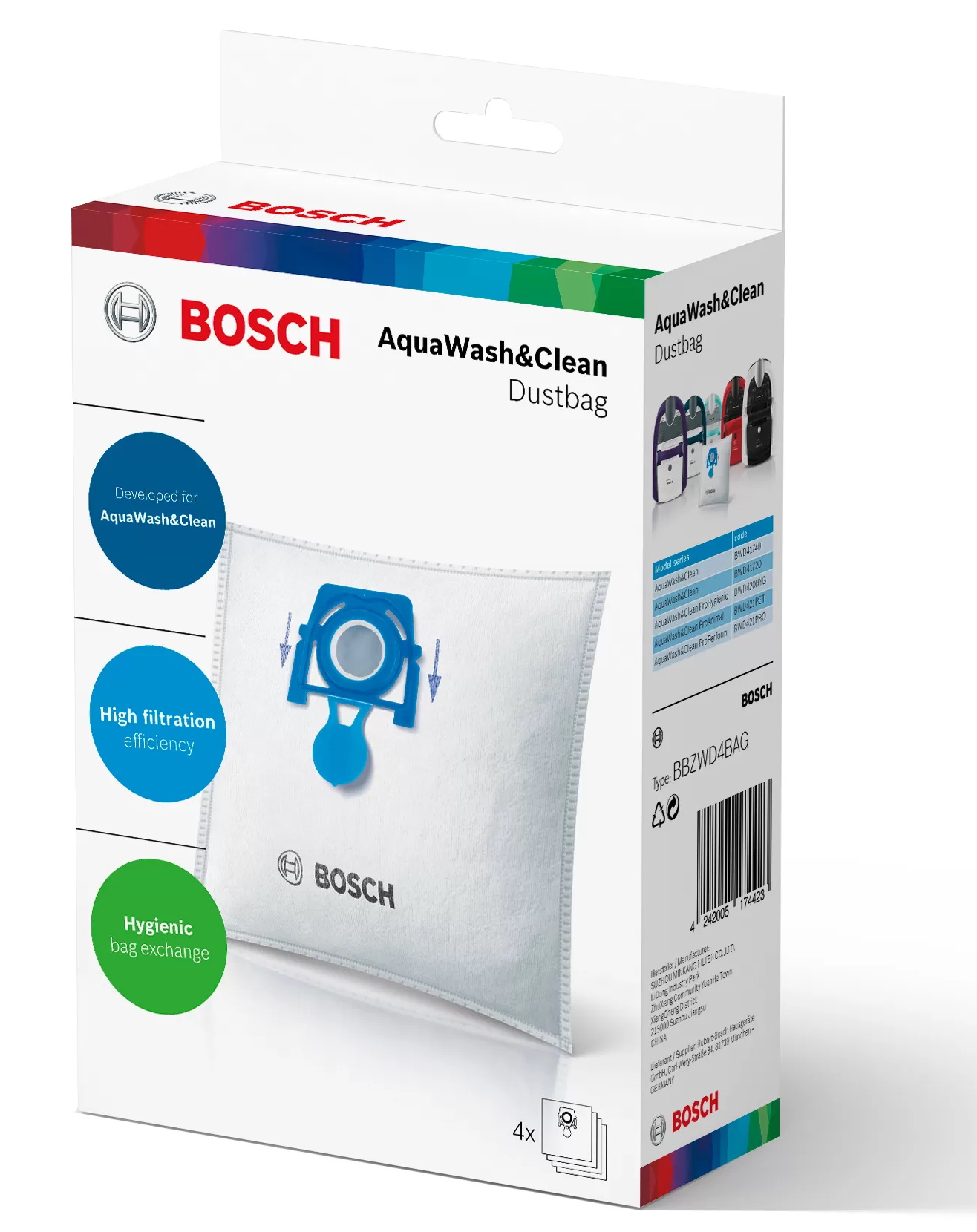 Set accesorii aspirator Bosch BBZWD4BAG cu 4 saci fleece + microfiltru motor Bosch