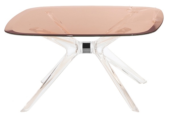 Masuta Kartell Blast design Philippe Starck 80x80cm h40cm crom-roz transparent 80x80cm imagine noua