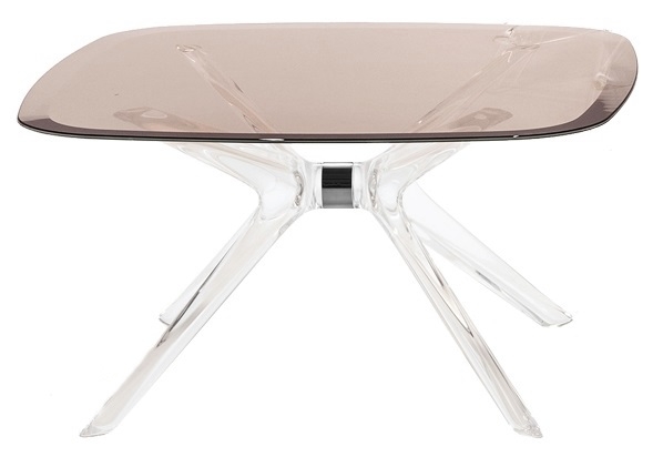 Masuta Kartell Blast design Philippe Starck 80x80cm h40cm crom-fumuriu transparent Kartell imagine noua 2022