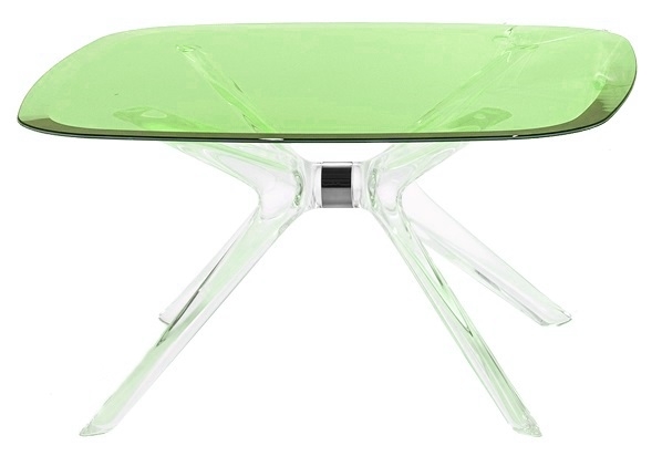 Masuta Kartell Blast design Philippe Starck 80x80cm h40cm crom-verde transparent 80x80cm imagine noua