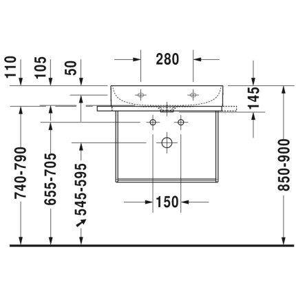 Consola metalica suspendata pentru lavoar Duravit DuraSquare 665x451mm, cu port-prosop reversibil, fara raft, crom