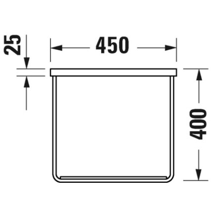 Consola metalica suspendata pentru lavoar Duravit DuraSquare 665x451mm, cu port-prosop reversibil, fara raft, negru mat