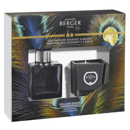 Set Berger Duo Etincelle Bouquet Parfume Cube Grise 80ml + lumanare parfumata 80g Exquisite Sparkle