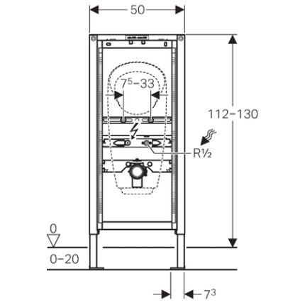 Cadru Geberit Duofix 112-130 cm pentru fixare urinal cu detectare infrarosu