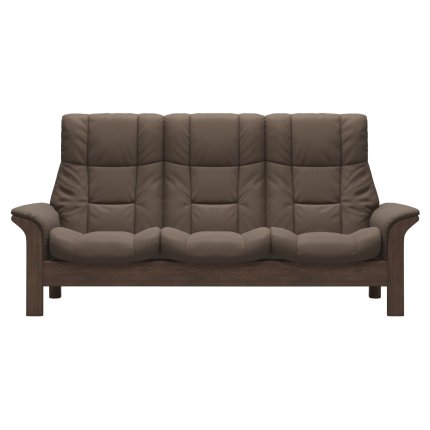 Canapea cu 3 locuri Stressless Windsor M cu spatar inalt, cadru Walnut, tapiterie piele Batik Mole