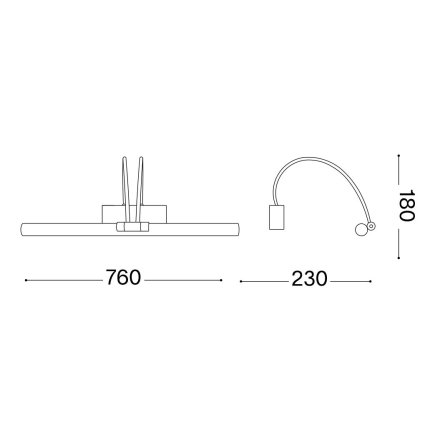 Aplica perete Ideal Lux Bow AP D76 LED 8W, 76x18cm, IP20, alama