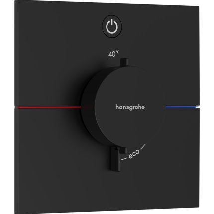 Baterie dus termostatata Hansgrohe ShowerSelect Comfort E On/Off cu montaj incastrat, necesita corp ingropat, negru mat