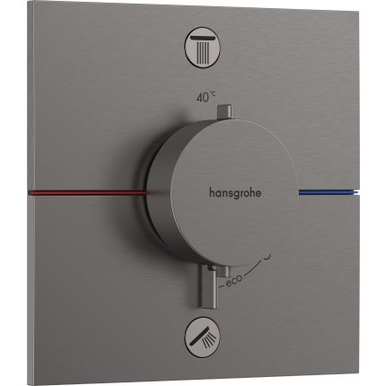 Baterie cada - dus termostatata Hansgrohe ShowerSelect Comfort E cu 2 functii, montaj incastrat, necesita corp ingropat, negru periat
