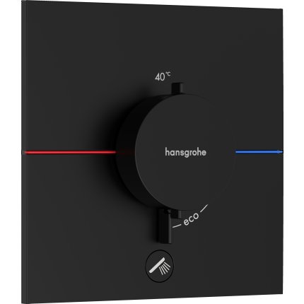 Baterie cada - dus termostatata Hansgrohe ShowerSelect Comfort E cu montaj incastrat, necesita corp ingropat, negru mat