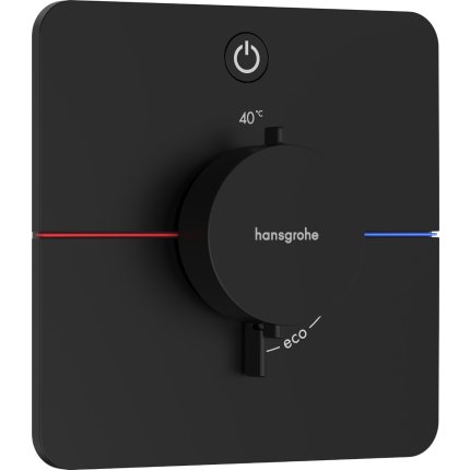 Baterie dus termostatata Hansgrohe ShowerSelect Comfort Q On/Off cu montaj incastrat, necesita corp ingropat, negru mat