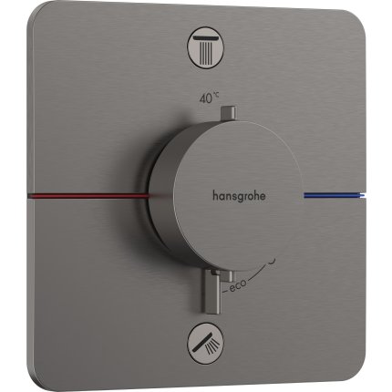 Sistem de dus incastrat termostatat Hansgrohe ShowerSelect Comfort Q cu 2 consumatori, negru periat