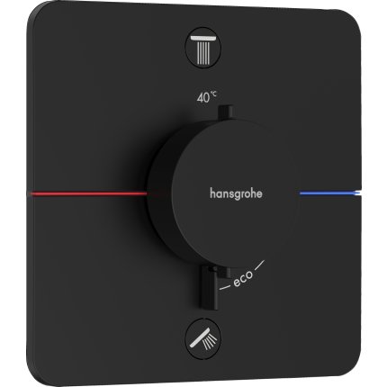 Baterie cada - dus termostatata Hansgrohe ShowerSelect Comfort Q cu 2 functii, montaj incastrat, necesita corp ingropat, negru mat