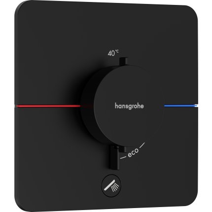 Baterie cada - dus termostatata Hansgrohe ShowerSelect Comfort Q cu montaj incastrat, necesita corp ingropat, negru mat
